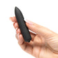 A woman holds the 10 speeds basic long bullet vibrator