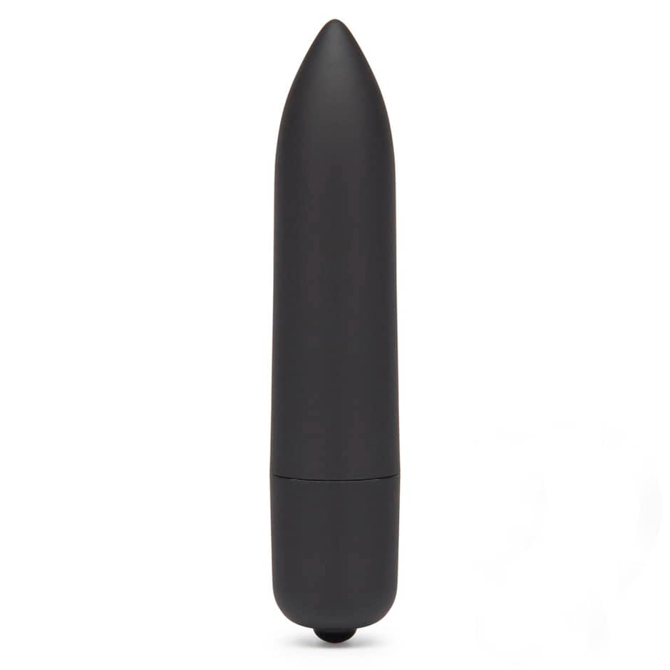 The black one speed basic long bullet vibrator is upright
