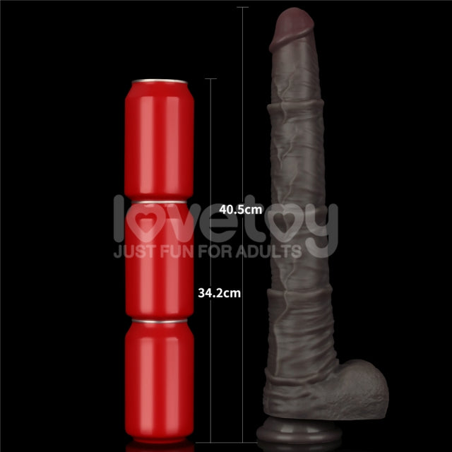 16'' Dual Layered Bendable Silicone Cock XXL(Black)