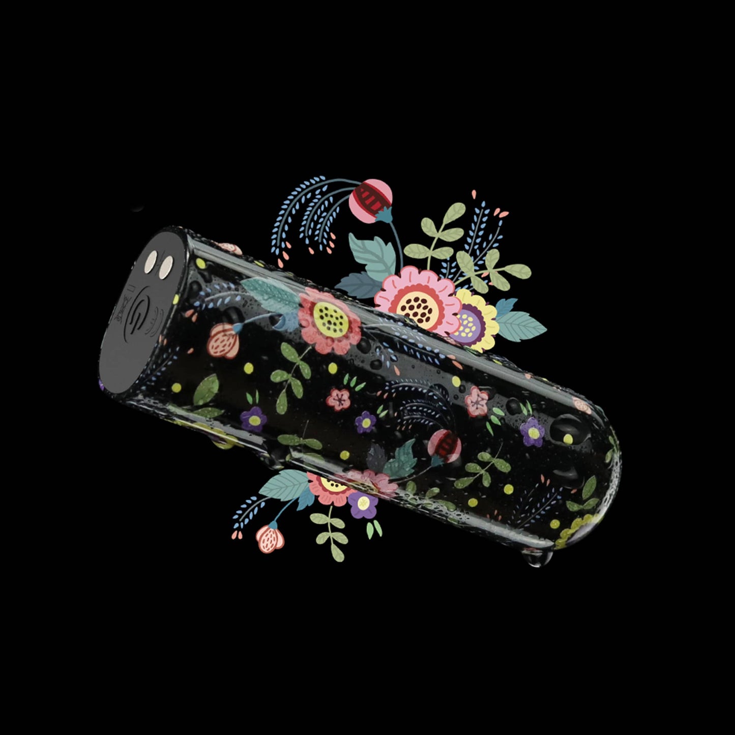 The balck floral pattern of the mini bullet vibrator rechargeable massager