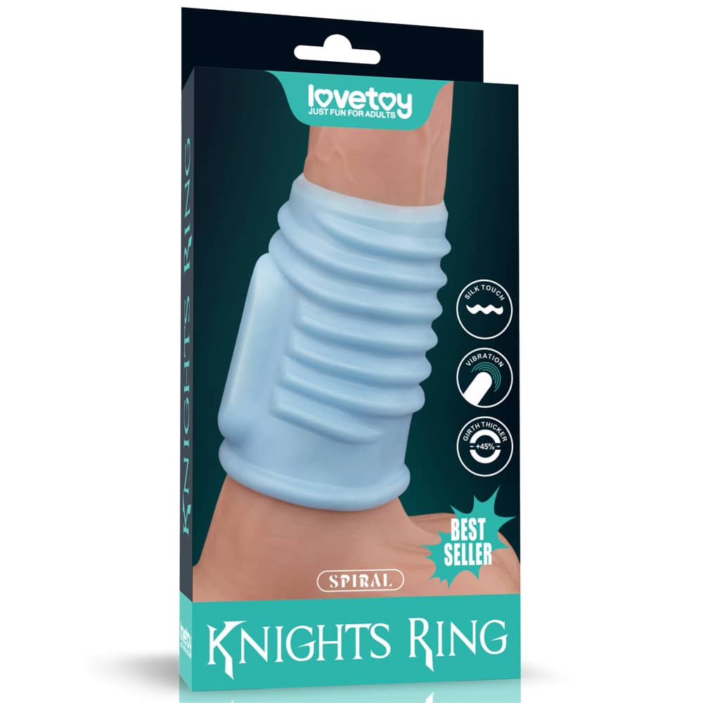 The packaging of the blue vibrating spiral knights ring 