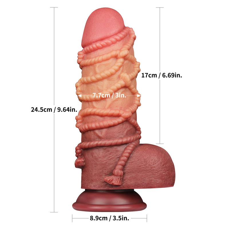 The size of the 9.5 inches silicone realistic rope dildo